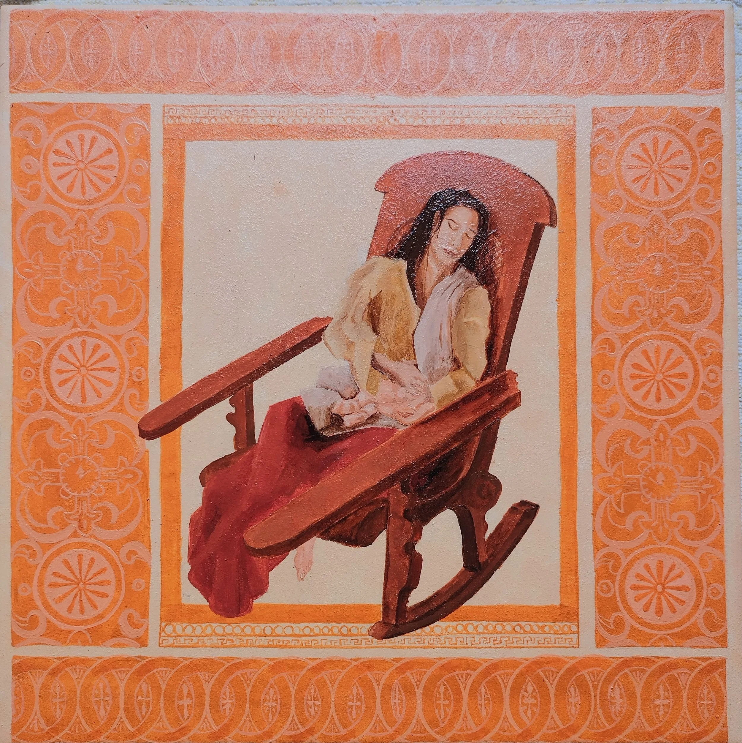 "Nanay sa Butaka",
Acrylic on 12x12" Ceramic Tile,
March 2023,
Alternative Ceramics Course