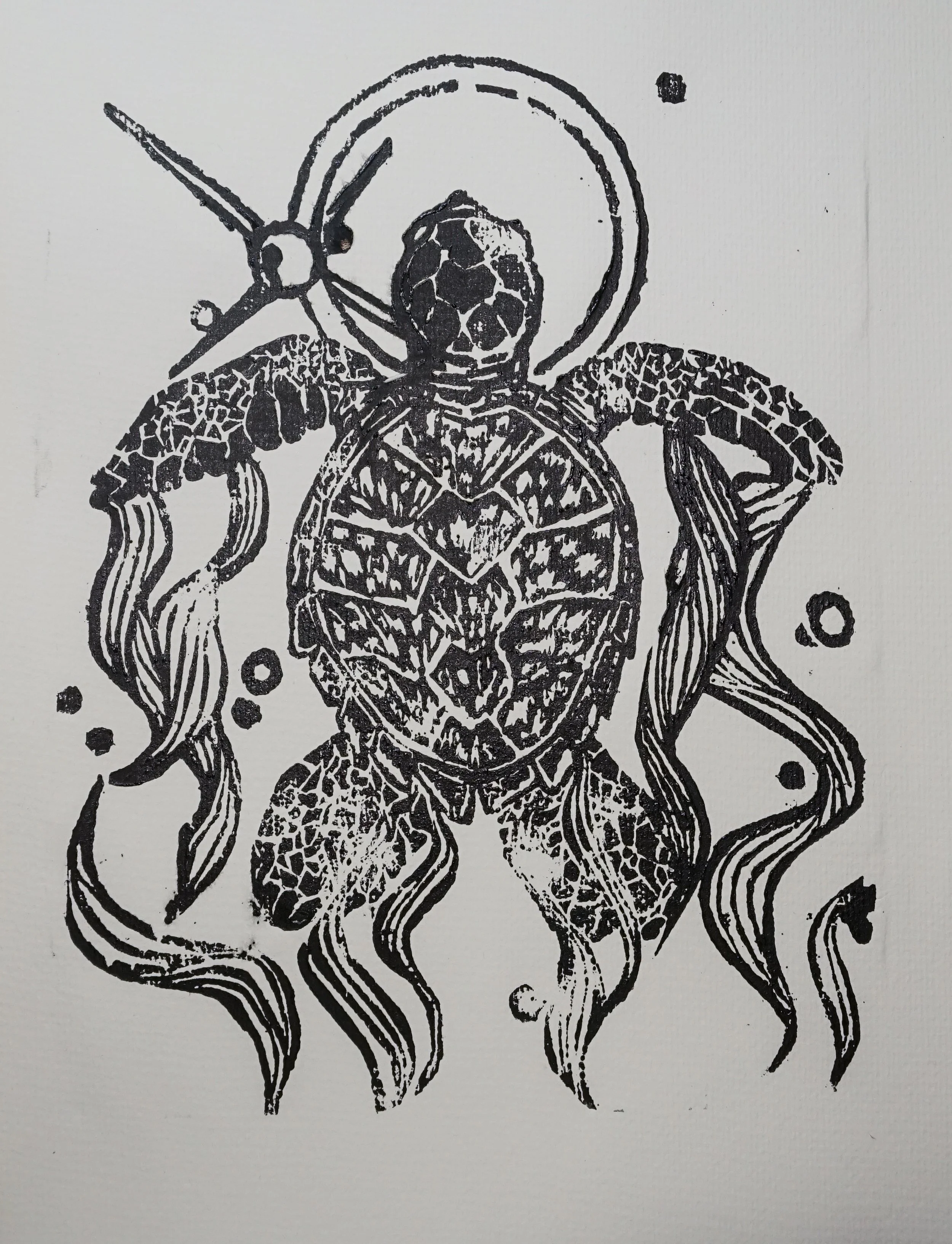 "Hawksbill",
Lino Print,
October 2022,
Printmaking Course