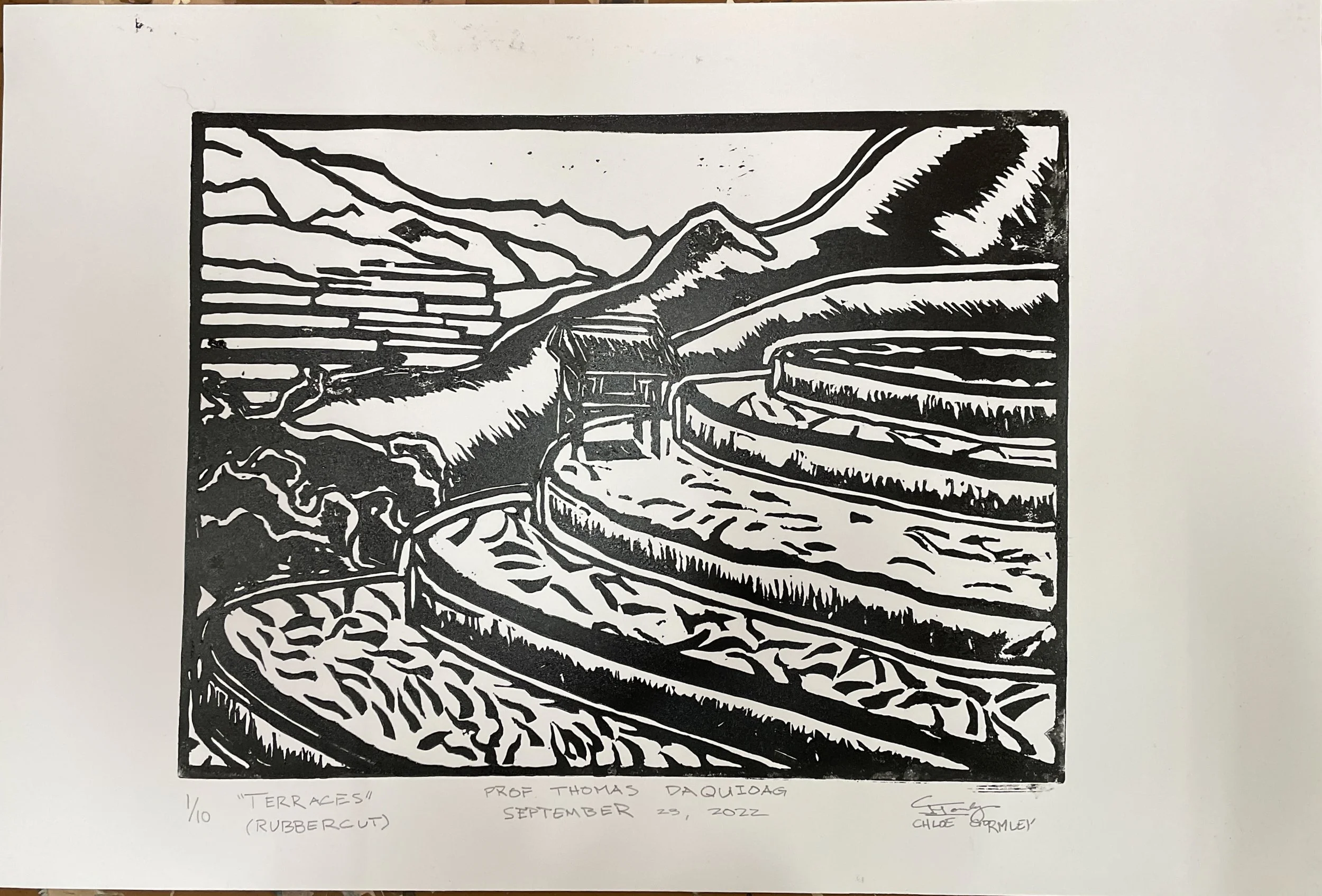 "Banaue",
Lino Print,
September 2022,
Printmaking Course