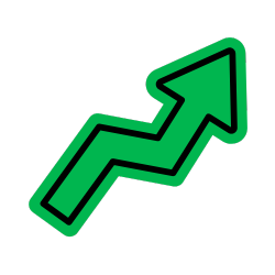 Green upward trending arrow symbol