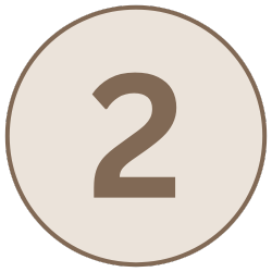 Number 2 in a beige circle with a dark border