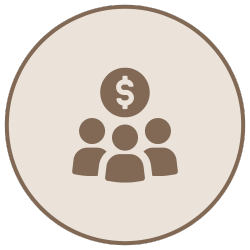 Icon of three people with a dollar sign above them