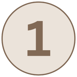 Number one displayed inside a beige circle with a brown outline