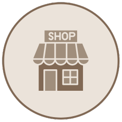Icon of a small shop with a sign that says 'SHOP' and an awning above the entrance