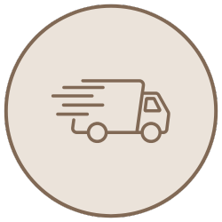 Icon of a delivery truck moving quickly