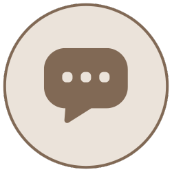 A speech bubble icon with three dots inside, representing communication or messaging.