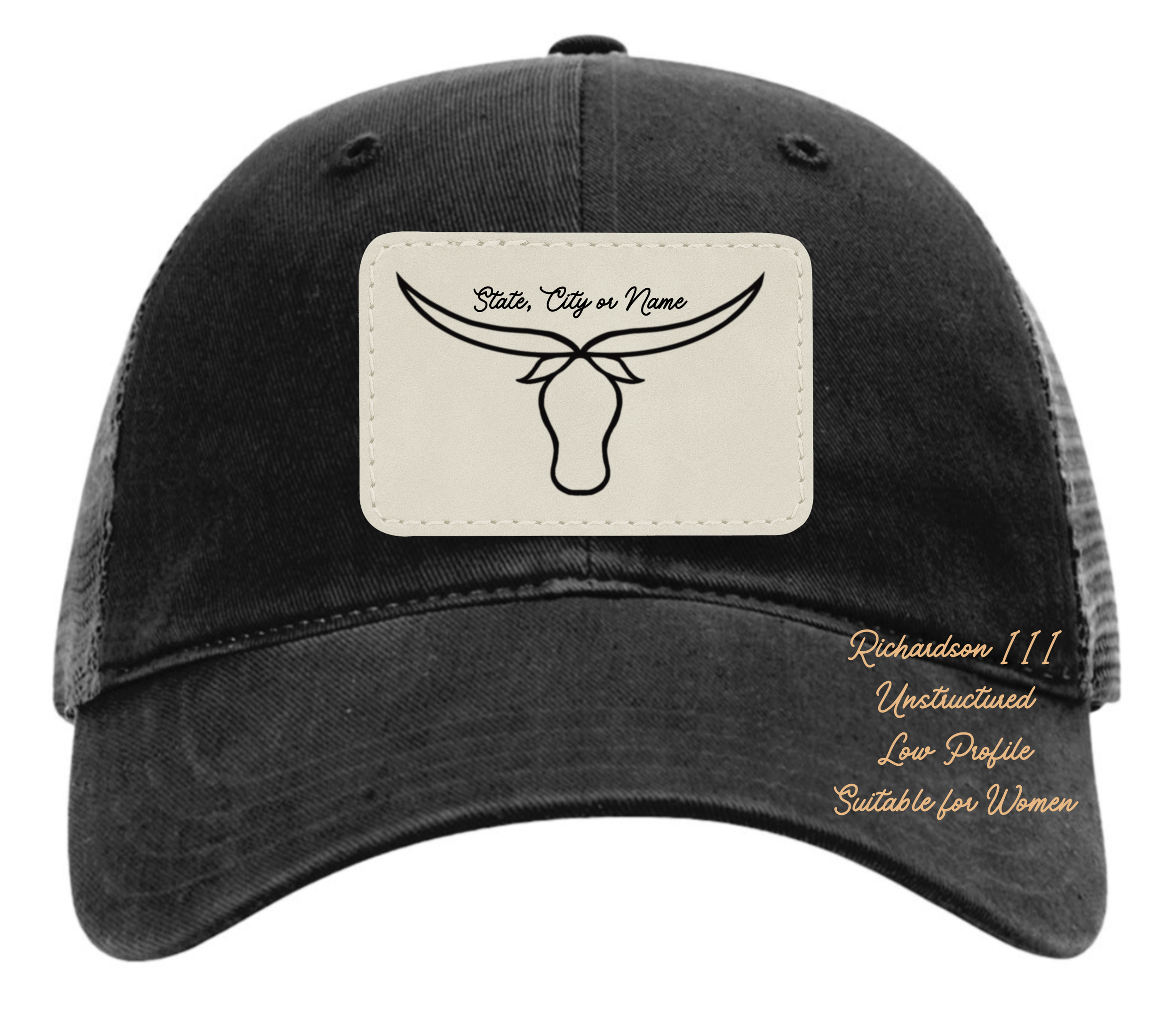 Customizable Momma Longhorn Black Low Profile Hat (9 Colors)