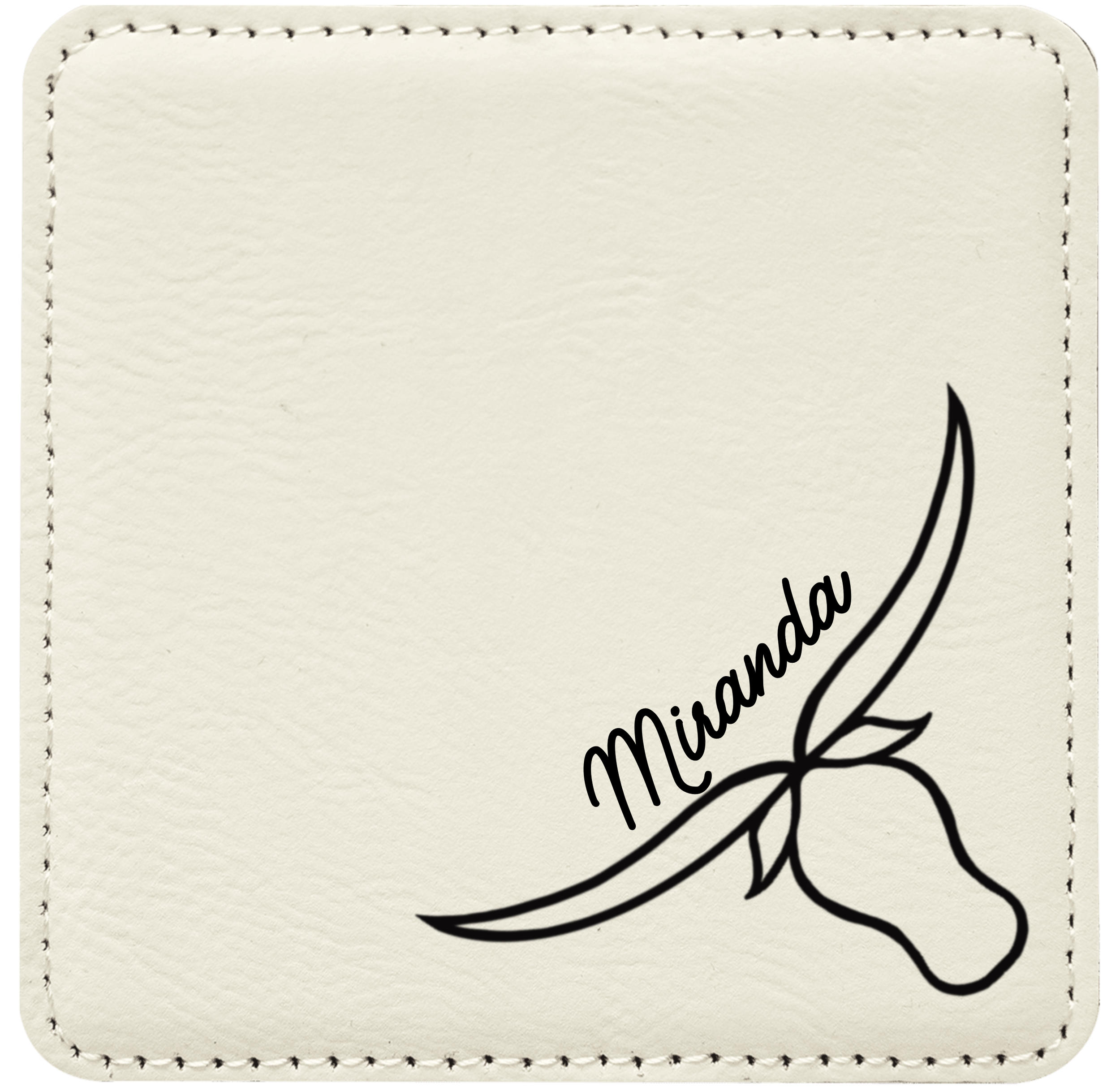 Momma Longhorn Leatherette Coaster Customizable