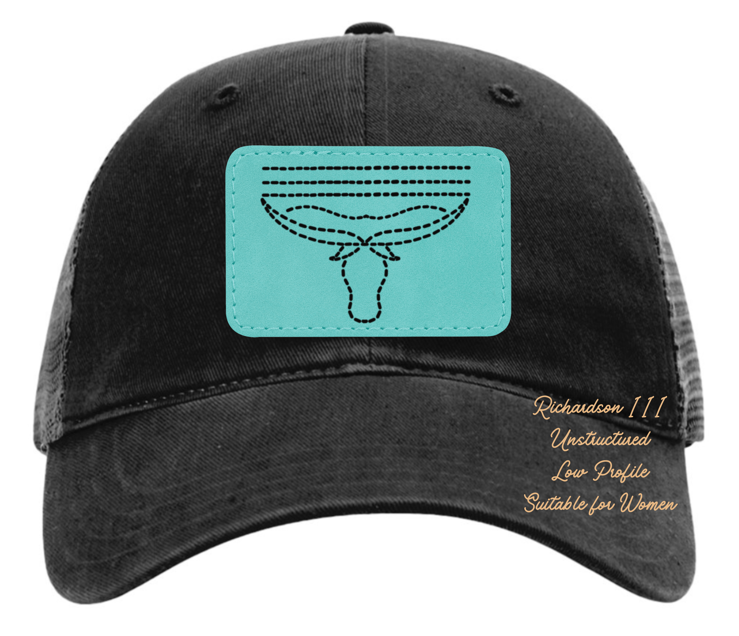 Richardson 111 black hat with boot stitch longhorn original design