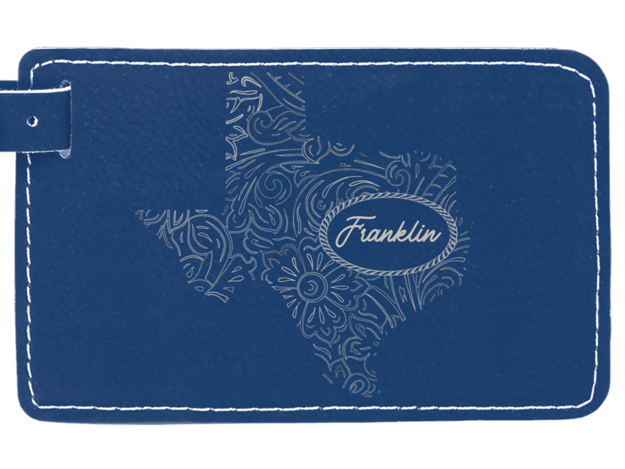 Texas tooled leatherette customized luggage tag