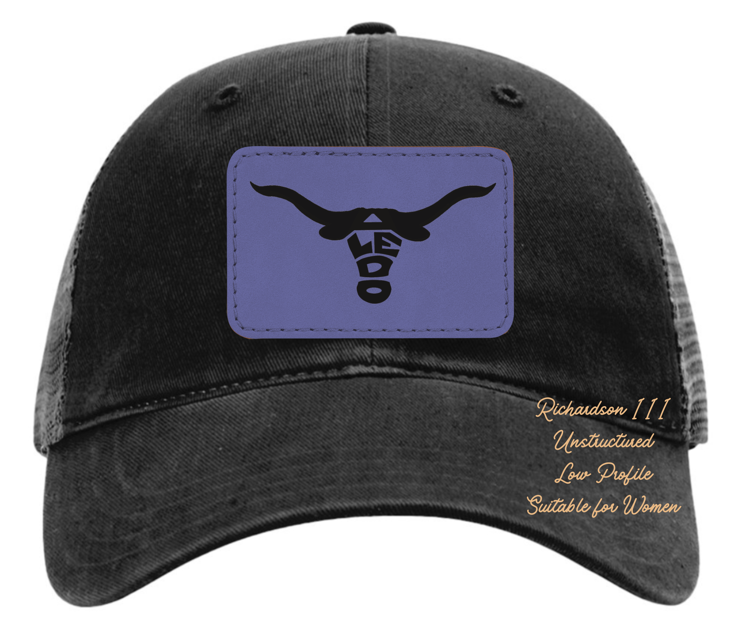 Richardson 111 black hat with original design Aledo Longhorn customizable