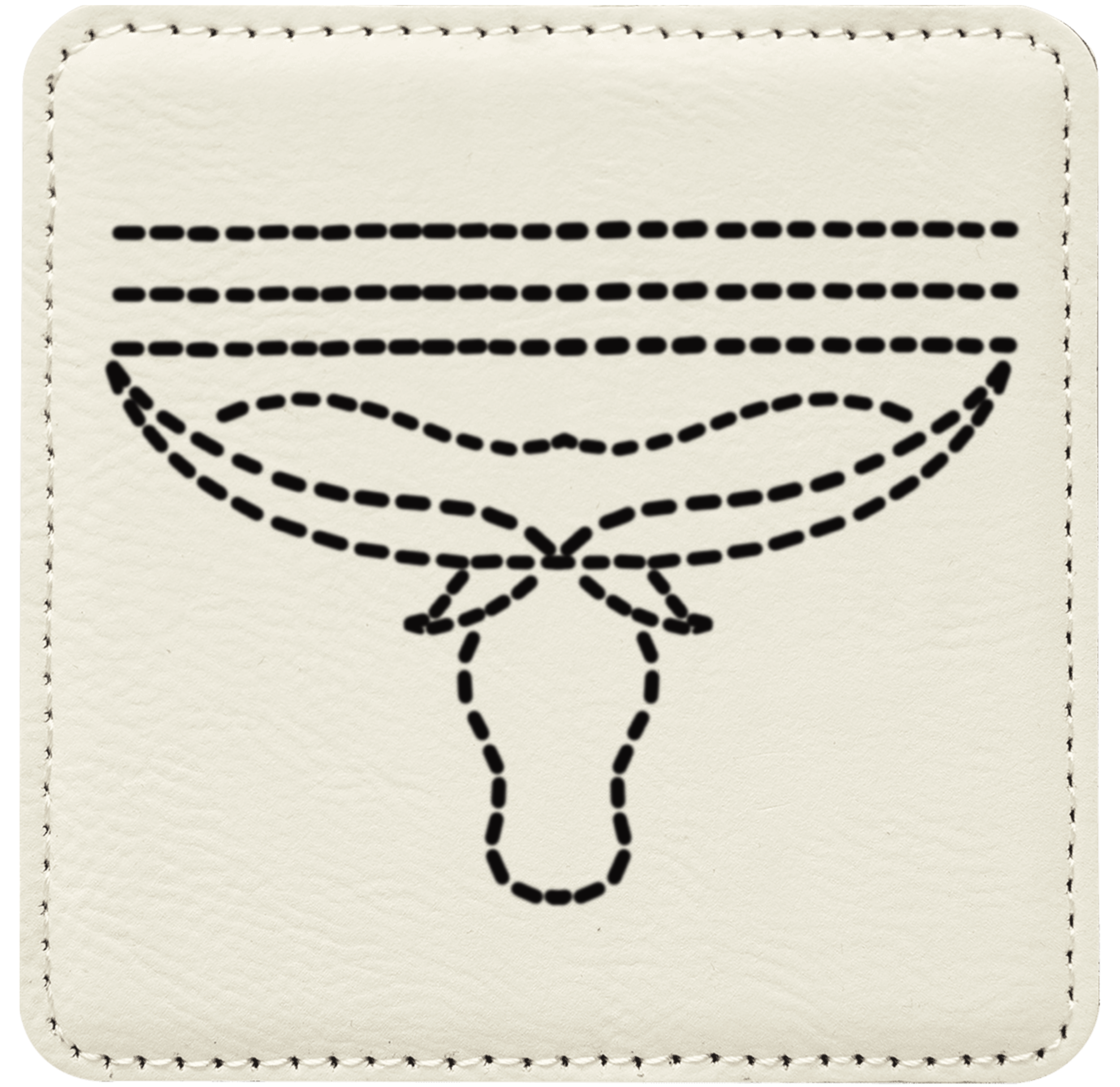 Boot Stitch Longhorn Leatherette Coaster