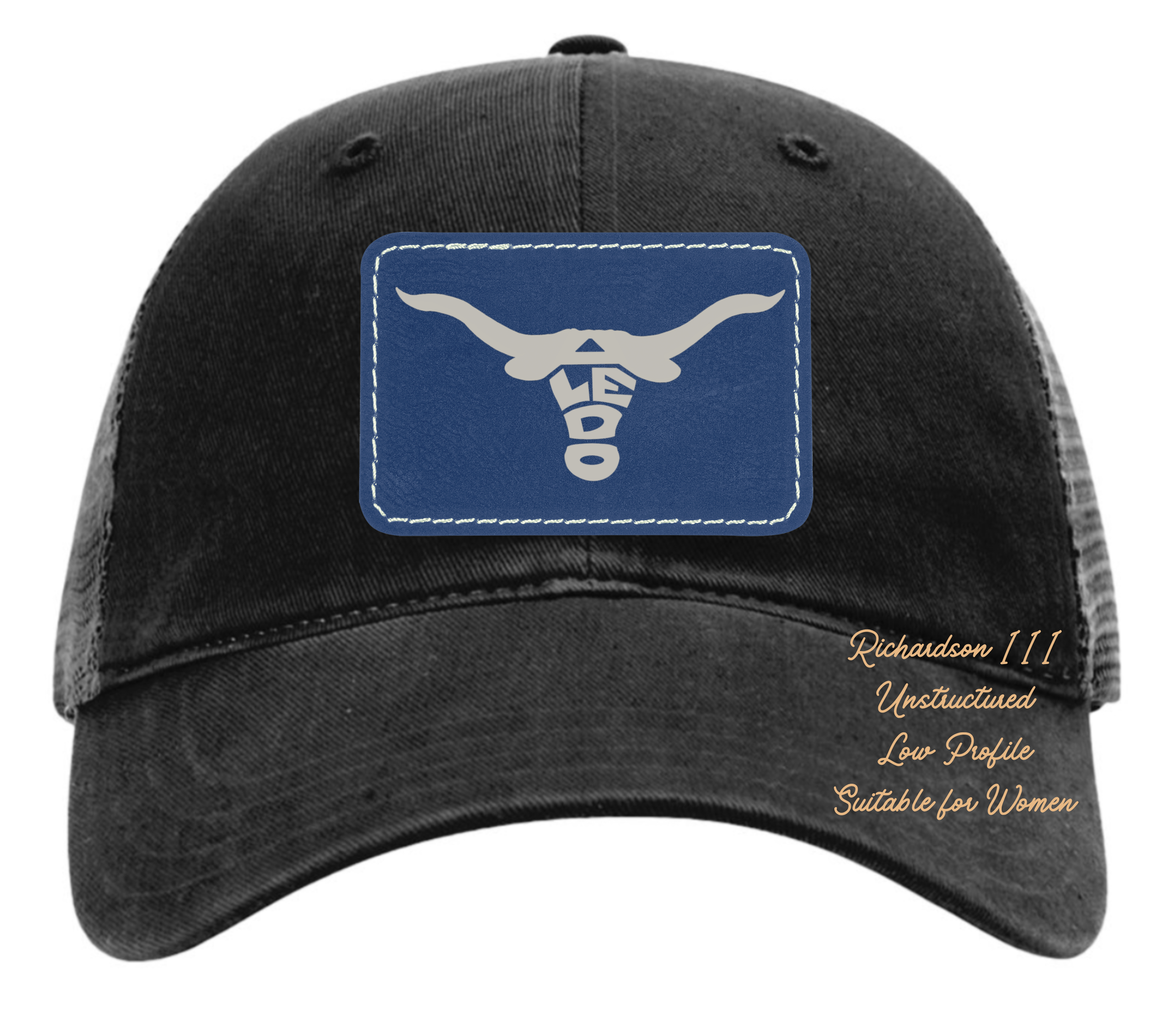 Richardson 111 black hat with original design Aledo Longhorn customizable
