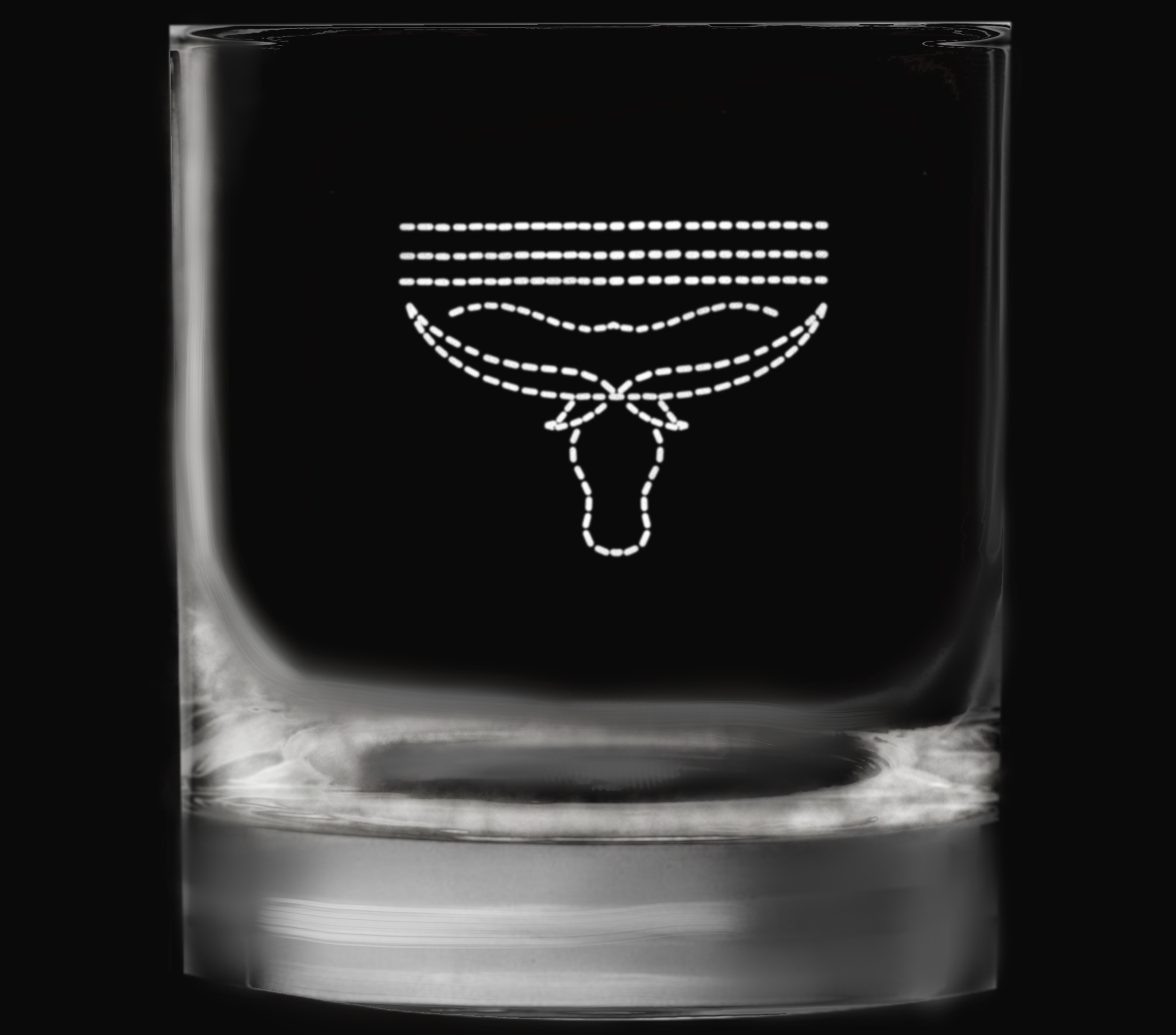 Boot Stitch Longhorn Etched Rocks Glass