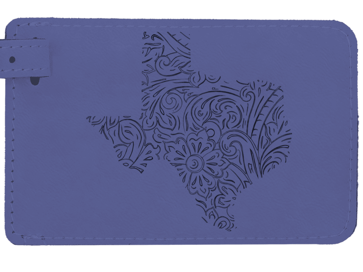 Texas tooled leatherette luggage tag