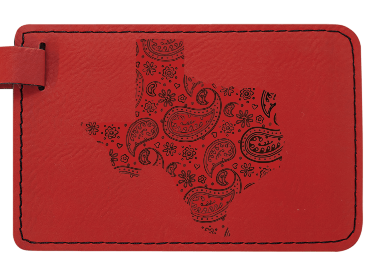 Texas paisley leatherette luggage tag