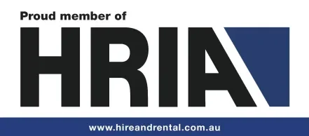 Logo reading 'Proud member of HRIA' with a website URL hireanddental.com.au