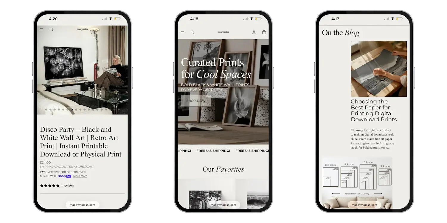 mobile optimized Shopify website design by 808 digital studio