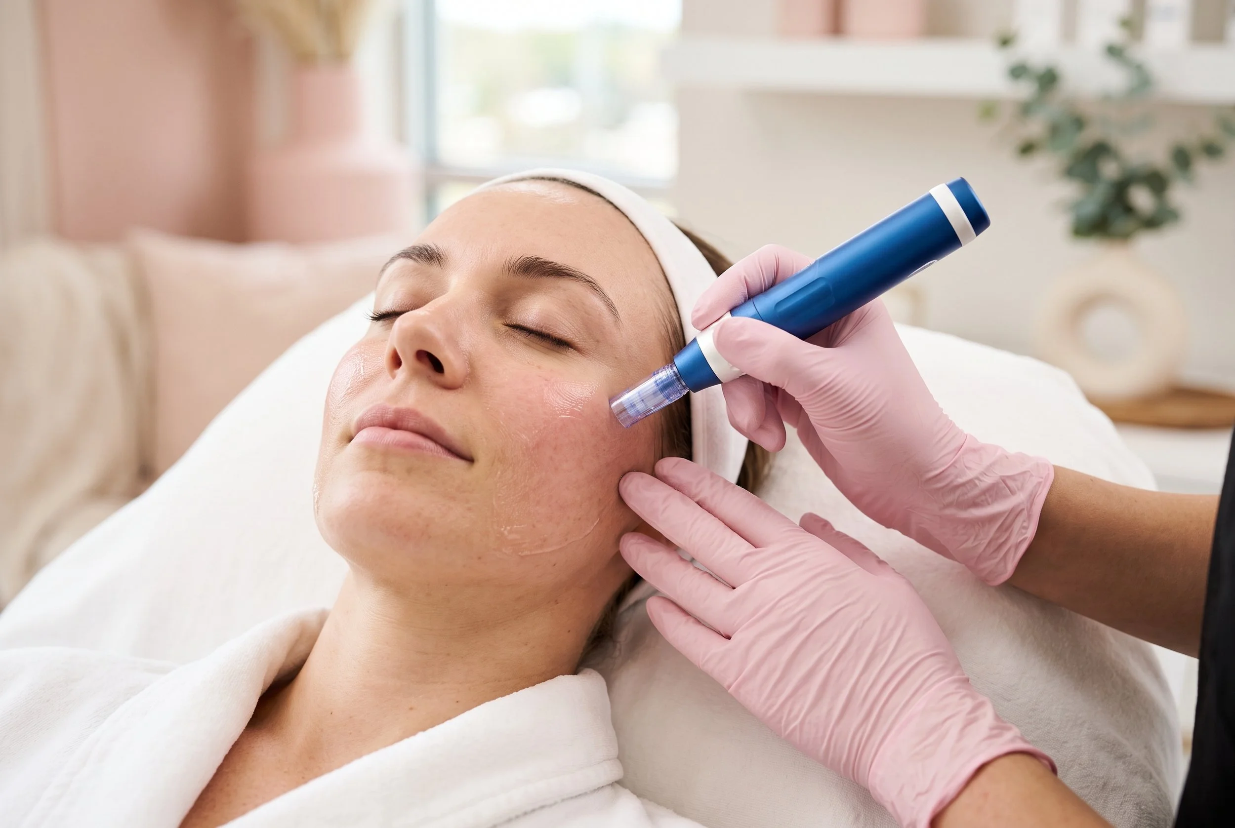 AI-generated SkinPen microneedling image created by 808 Digital Studio for the All About Aesthetics Rockwall website.