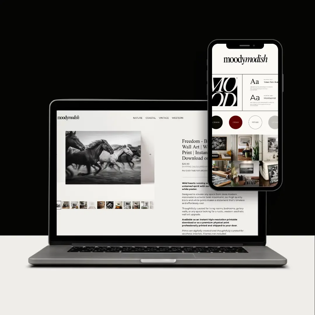 shopify design and branding by 808 digital studios for moody modish