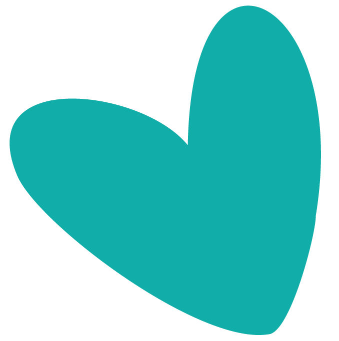A teal-colored heart shape
