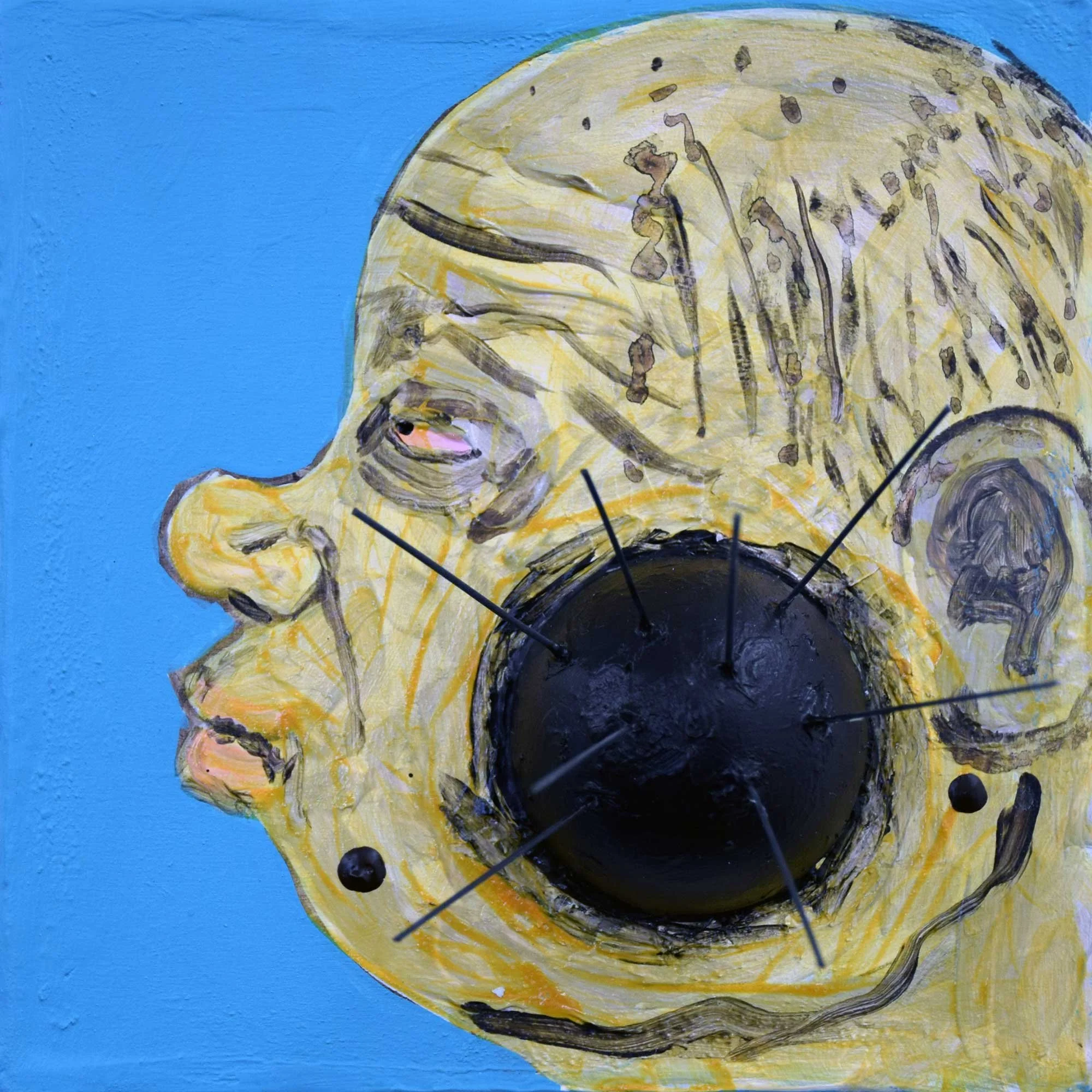 Mark's Mole, 2025, mixed-media on panel, 6 x 6 in / 15.24 x 15.24 cm