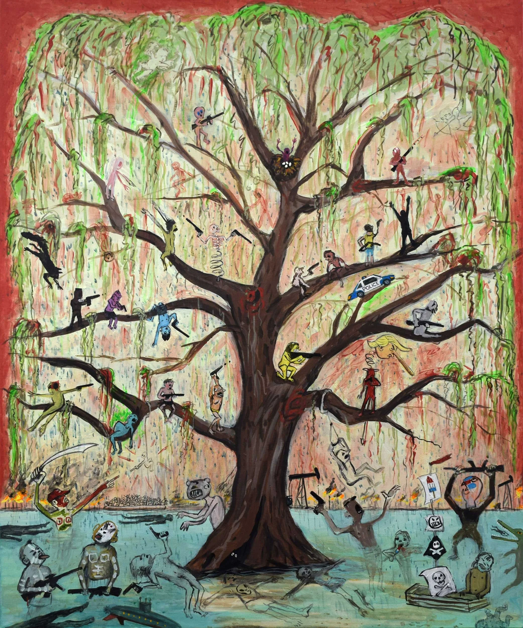 Weeping Willow, 2024, acrylic on canvas, 30 x 36 in / 76.2 x 91.4 cm
