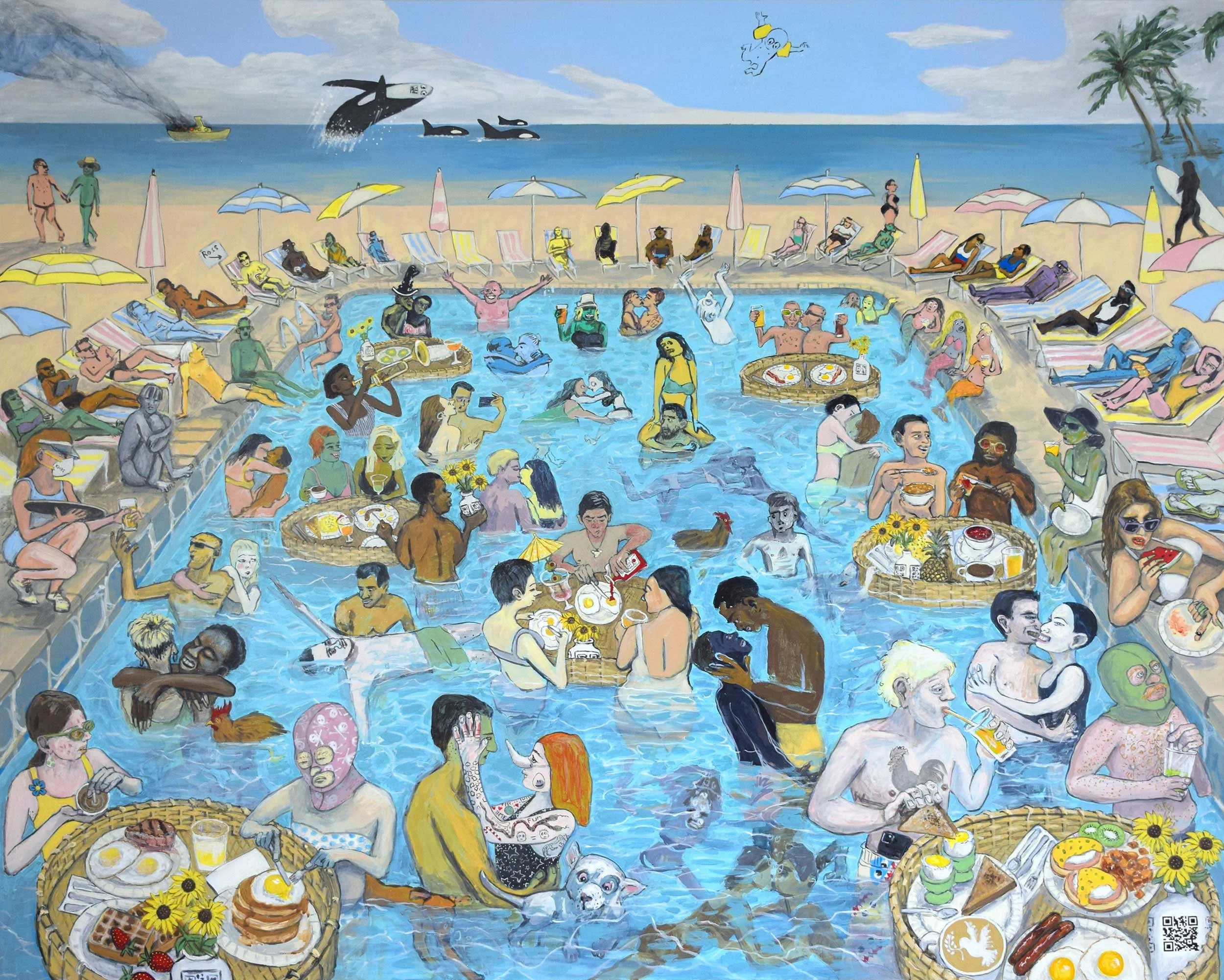 How Do You Like Your Eggs In The Morning, 2022, acrylic on canvas, 48 x 60 in / 121.9 x 152.4 cm