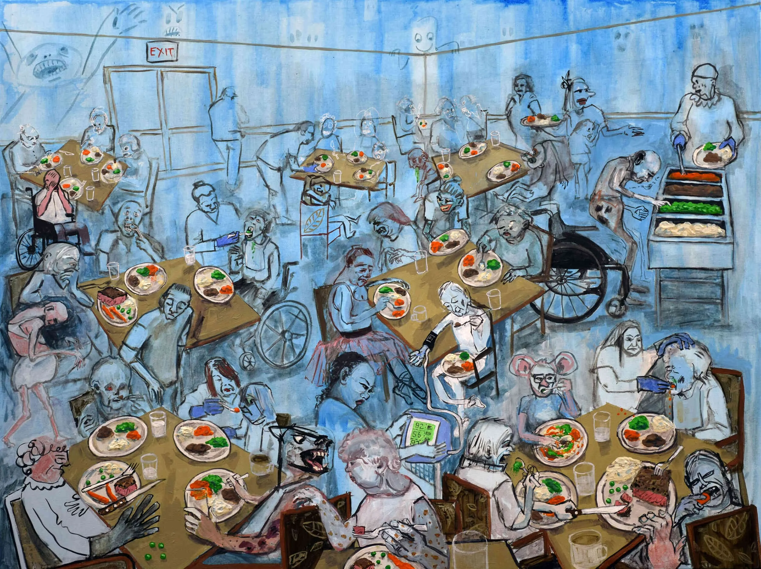 But Mom Hates Meat, 2025, acrylic on canvas, 30 x 40 in / 76.2 x 101.6 cm