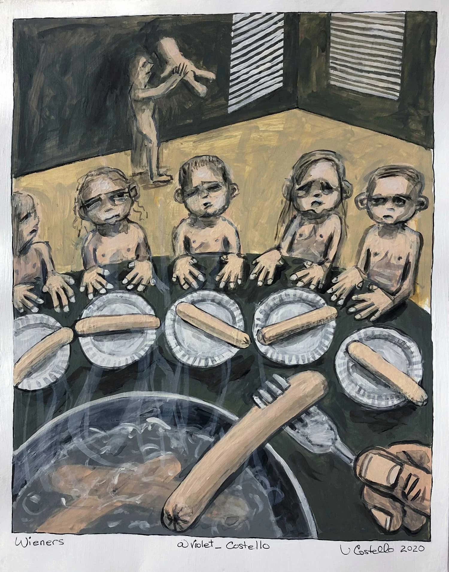 Wieners, 2020, acrylic on paper, 14 x 11 in /  35. 56 x 27.94 cm