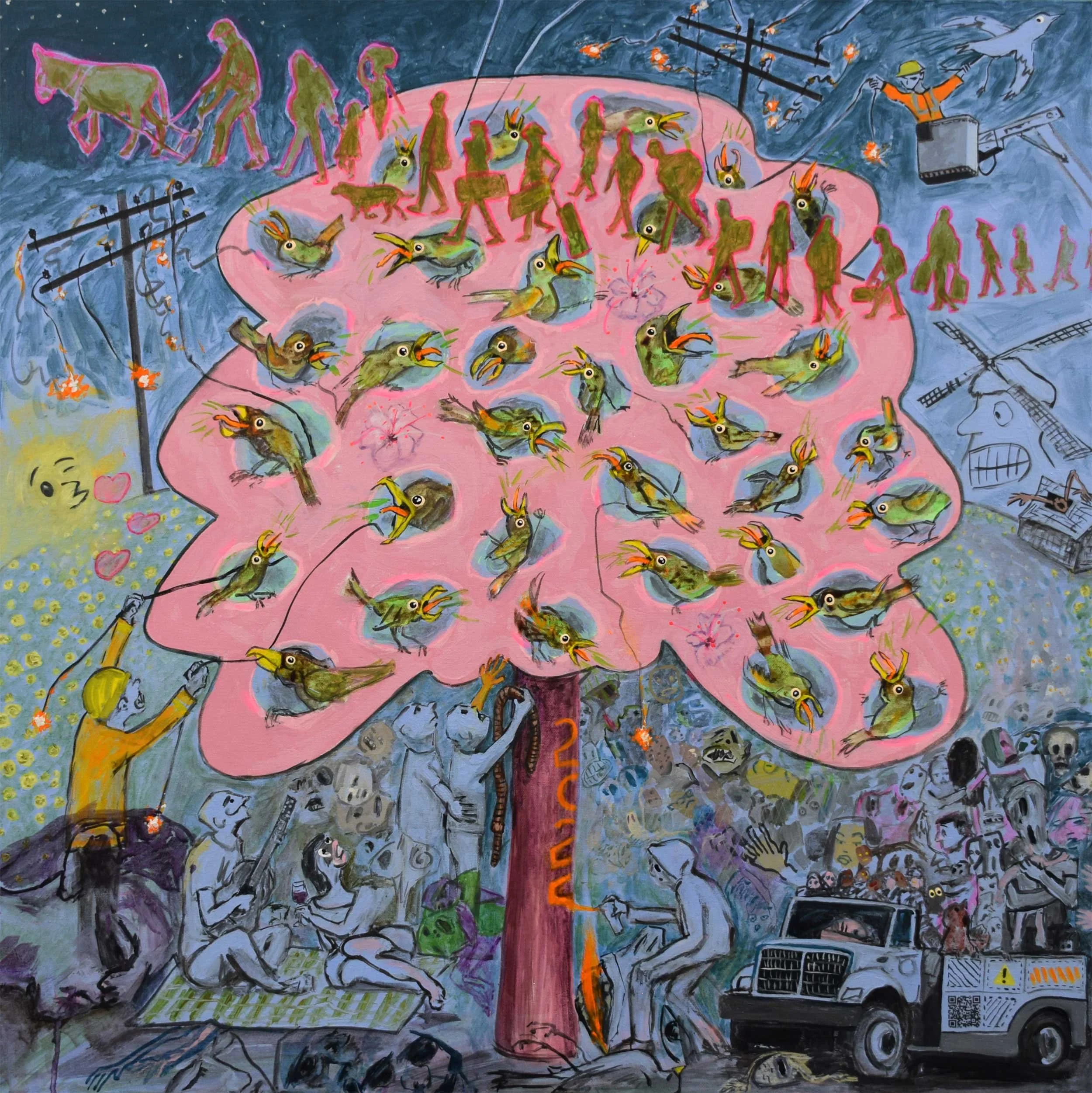 Tweet, 2025, acrylic on canvas, 30 x 30 in / 76.2 x 76.2 cm