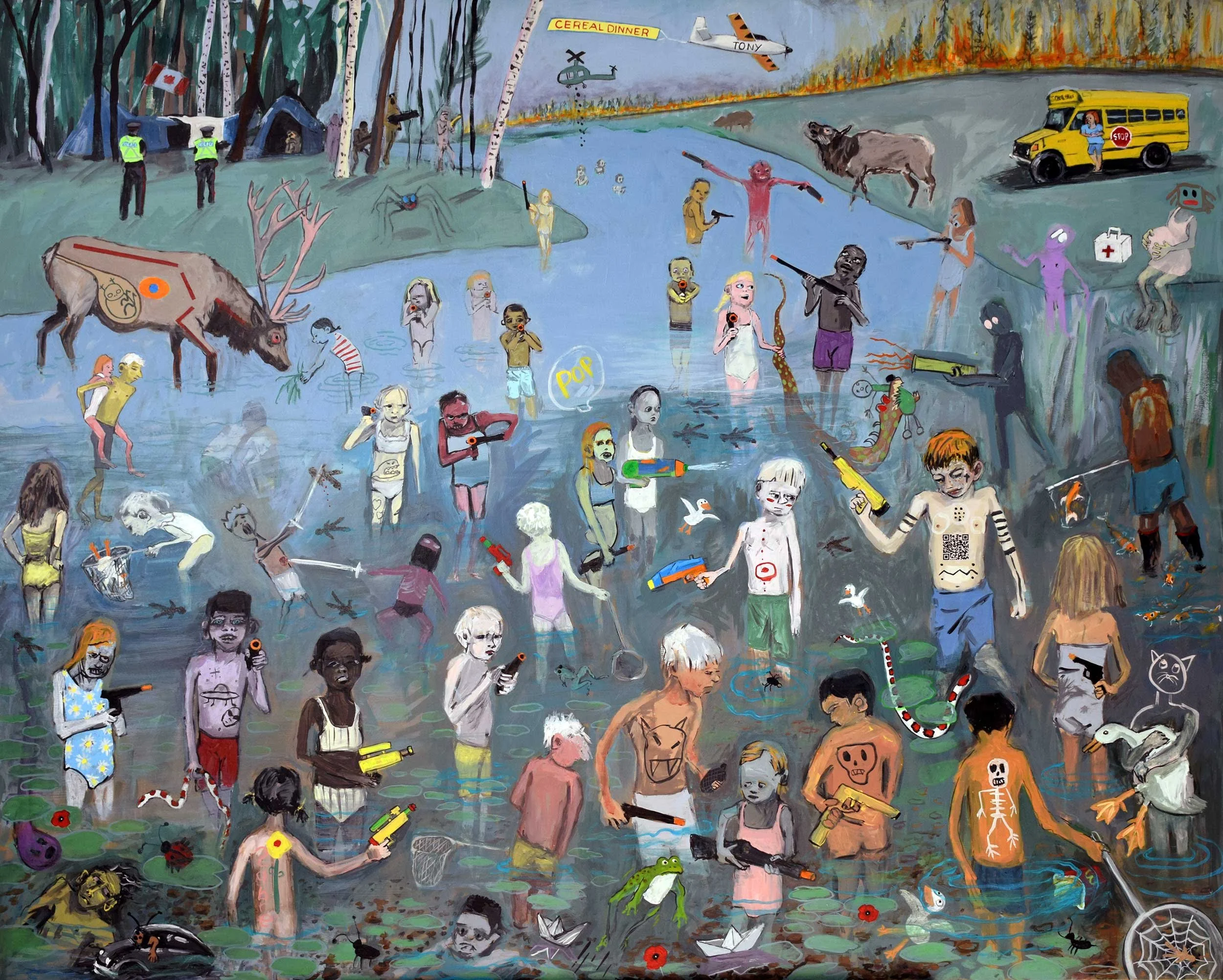 Little White Duck, 2024, acrylic on canvas, 48 x 60 in / 121.9 x 152.4 cm