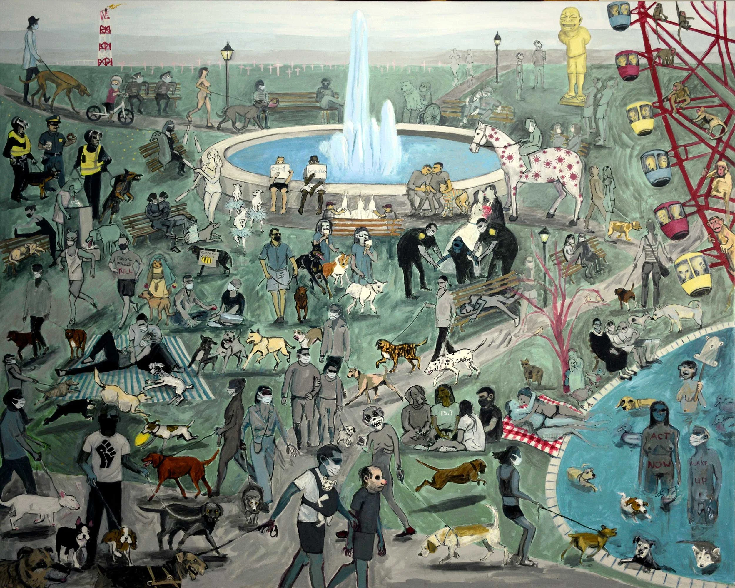 Dog Park, 2020, acrylic on canvas, 48 x 60 in / 121.9 x 152.4 cm