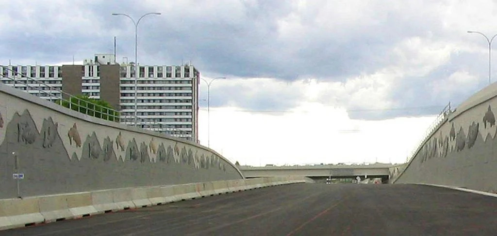 Jumping Trout, 2007, concrete, 153 trout, each 14.8 ft / 4.51 m