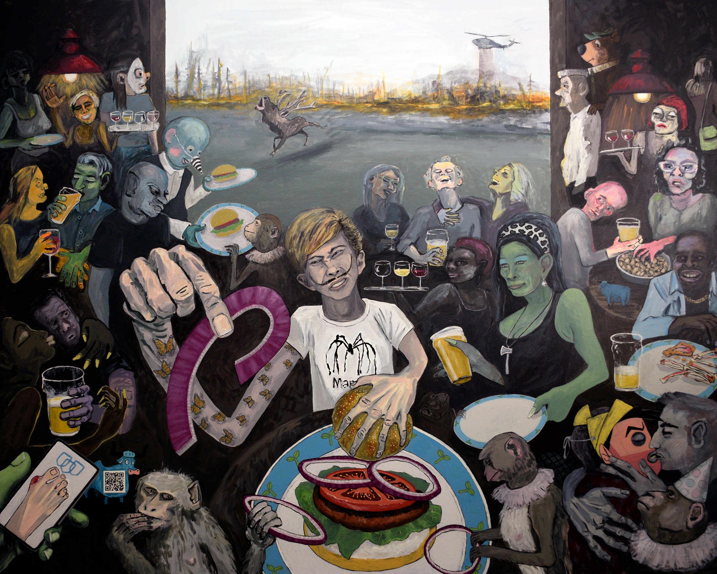 Red Onions, 2021, acrylic on canvas, 48 x 60 in / 121.9 x 152.4 cm