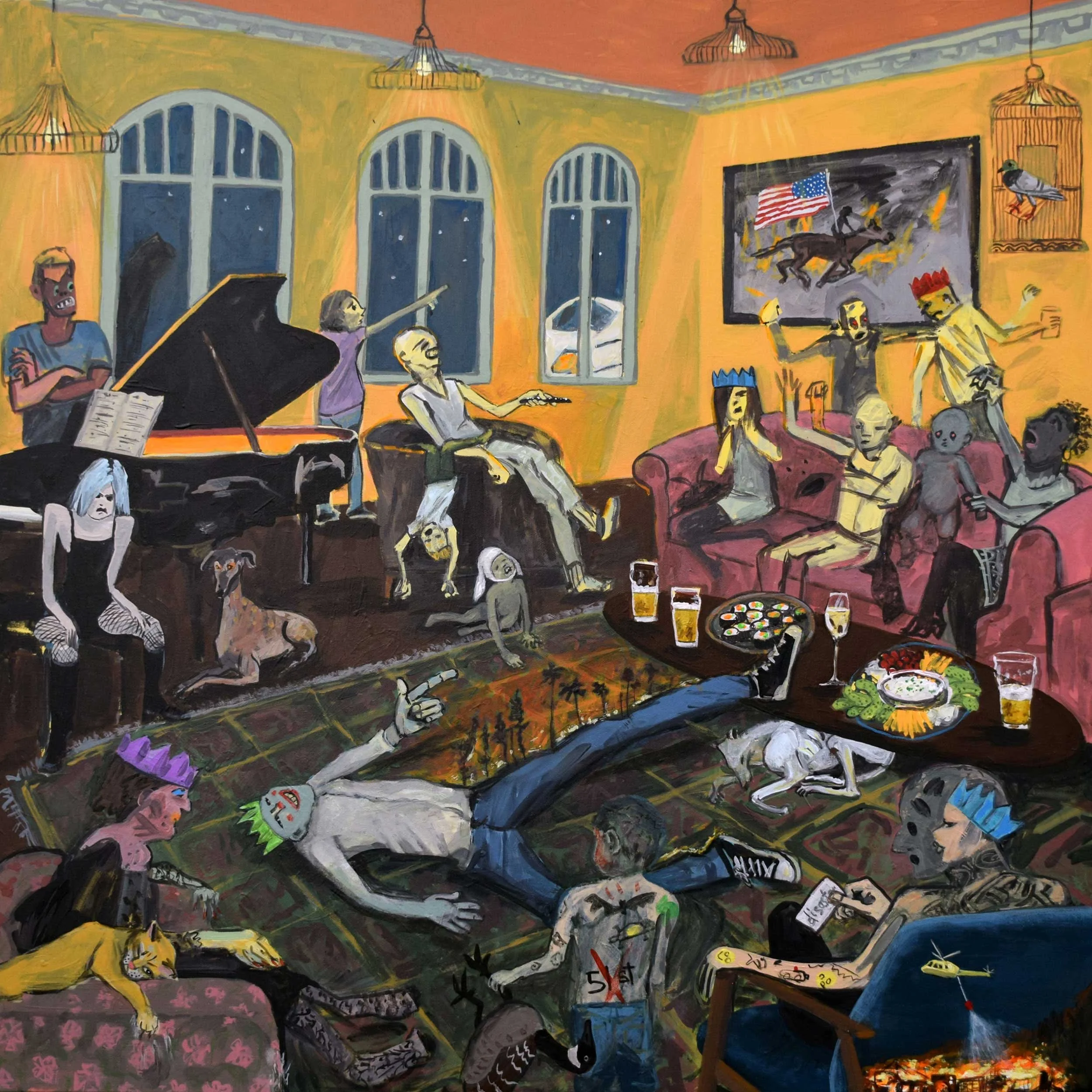 First Word Disaster, 2025, acrylic on canvas, 30 x 30 in / 76.2 x 76.2 cm