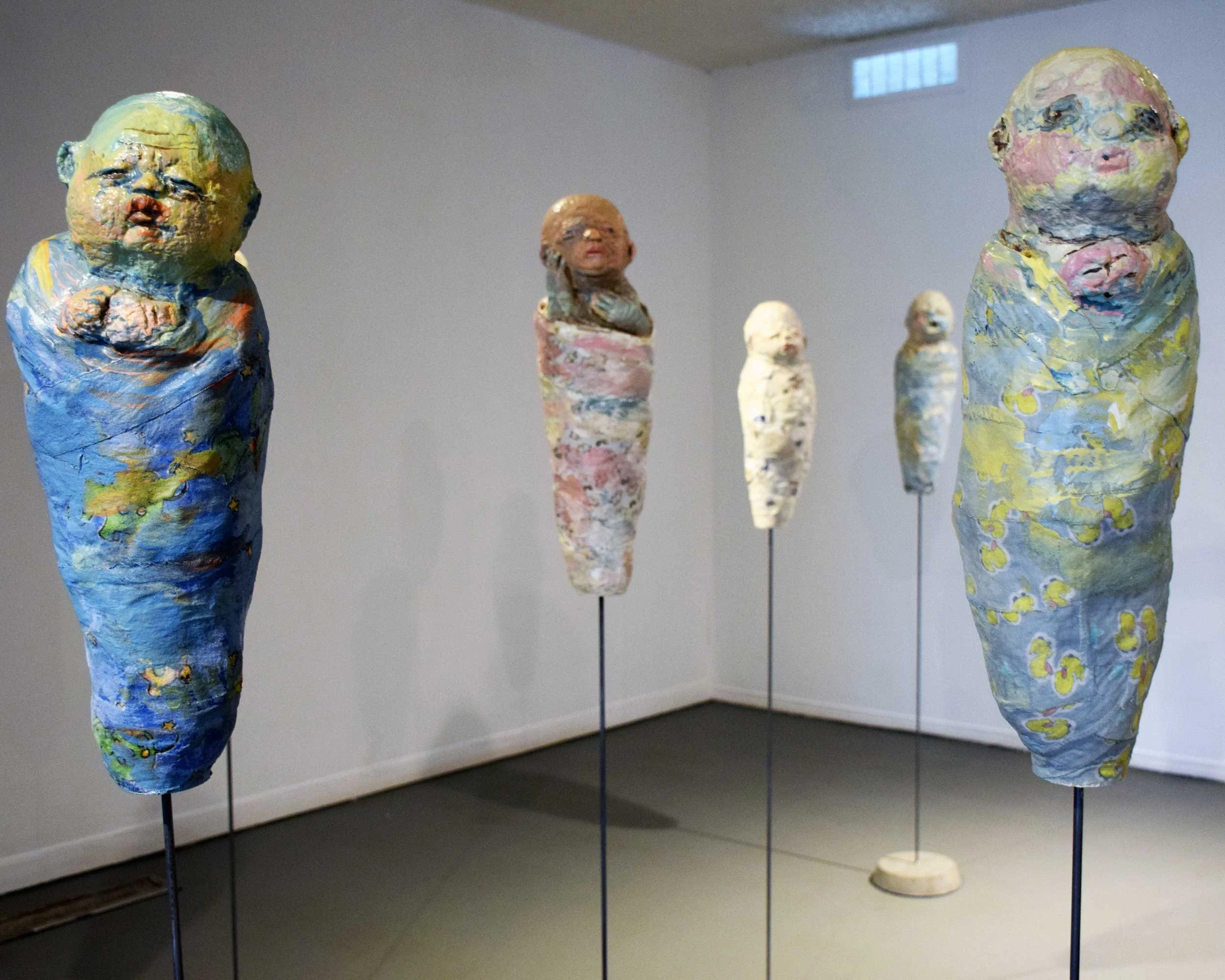 Newborns - Swaddled, 2016, mixed-media, life-size