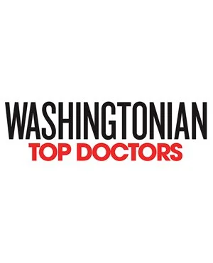 Washingtonian Top Doctors logo with black and red text on white background