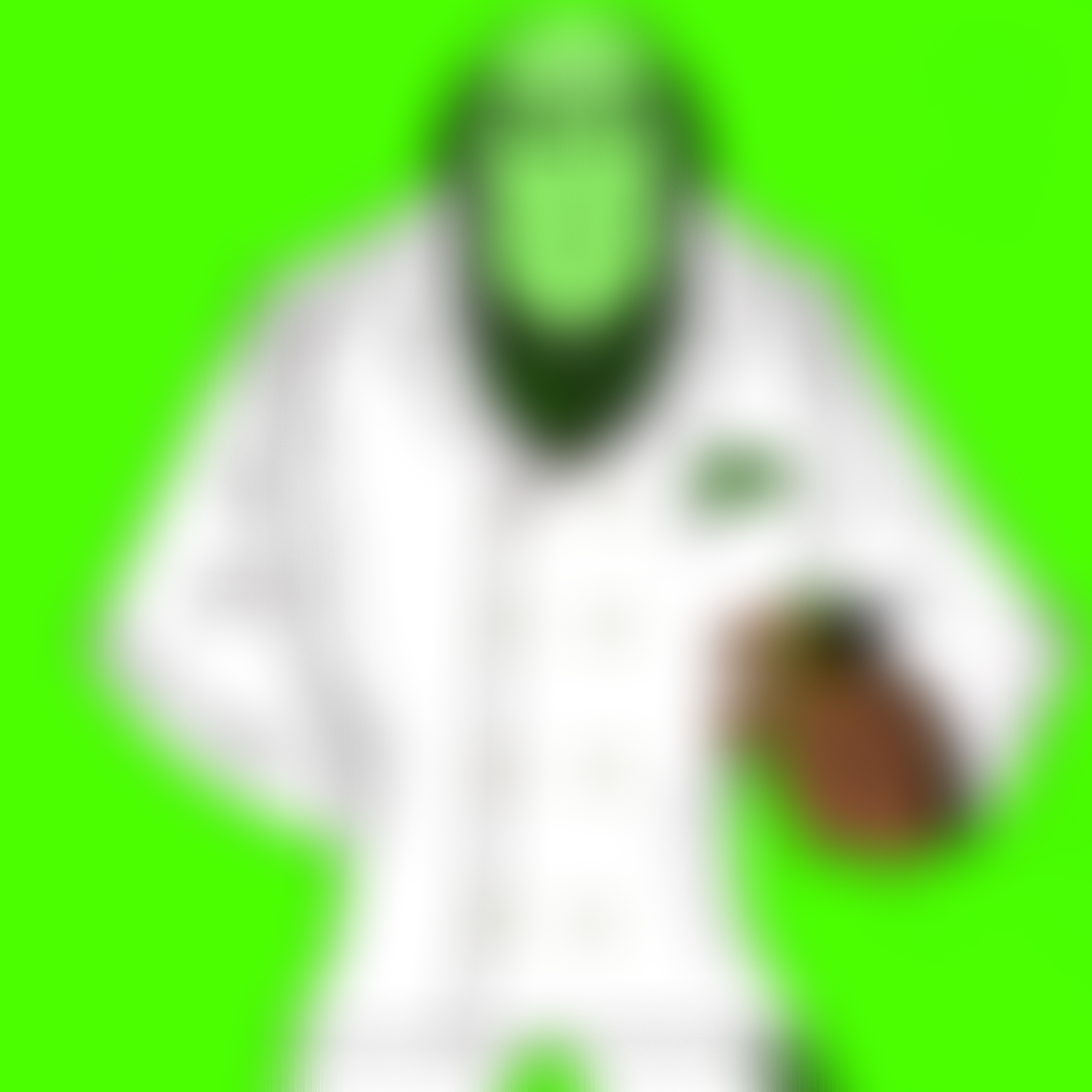 An unknown villain standing against a bright green background.