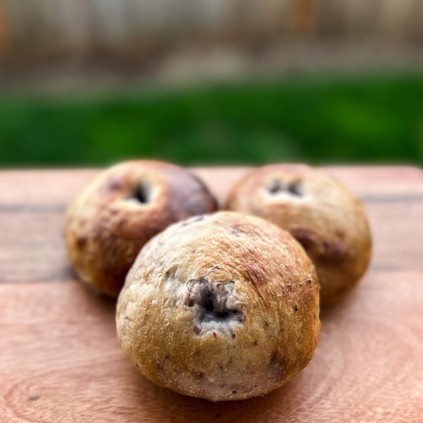 Y&rsquo;all are in a strawberry 🍓 mood! 
☀️ Strawberry Sourdough Bagels made fresh this AM for porch pickup orders 🏡