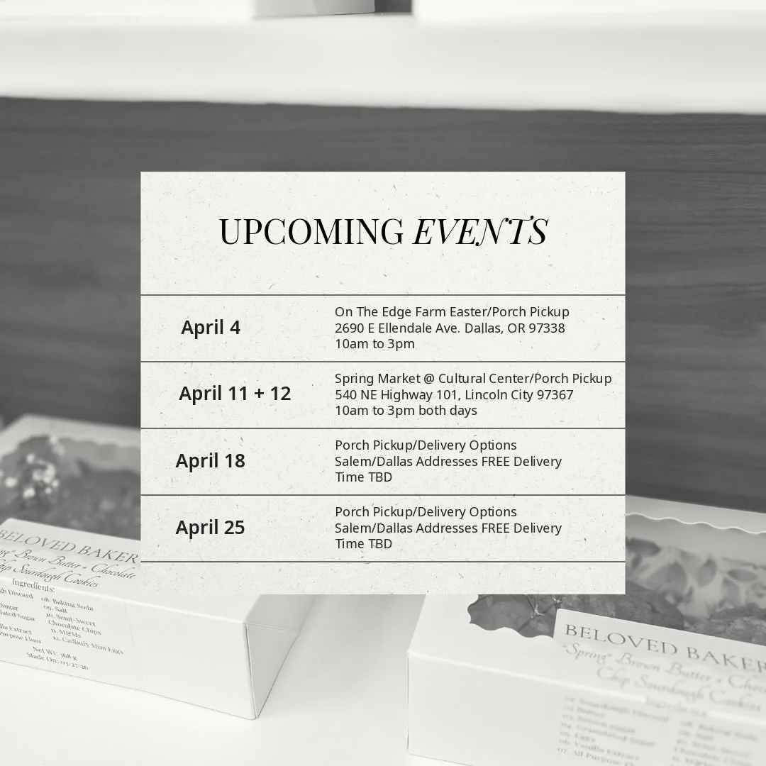 Aaaaannnnnd just like that, somehow next week is April??! Here are our whereabouts next month. We are staying cozy in Dallas + also doing a double day spring market in Lincoln City 🙌🩵🌊 

REMINDER: Porch pickups will be happening EVERY Saturday goi