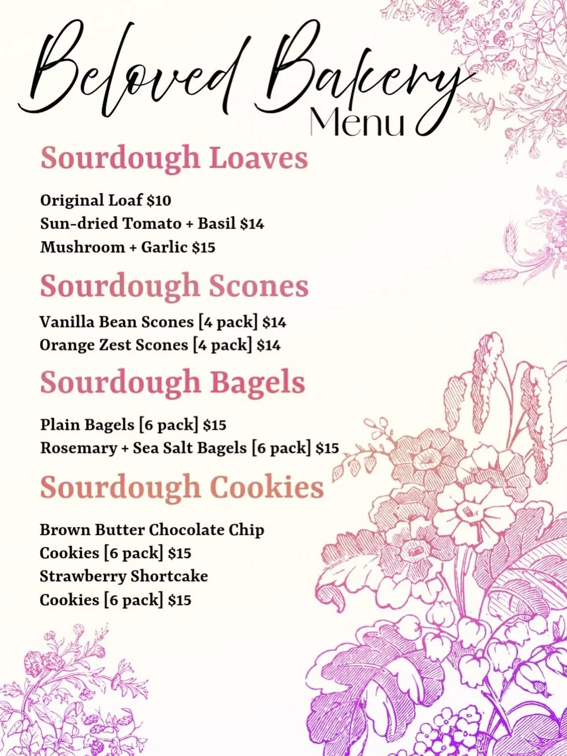 Our menu for @bloomnewport 🌸🌼🤍 🌊 
1 week from today! Join us in Newport for some live music, good eats + treats and shopping with some amazing vendors!!

Want to preorder your items ahead? Head to our website in our bio and order from our ENTIRE 