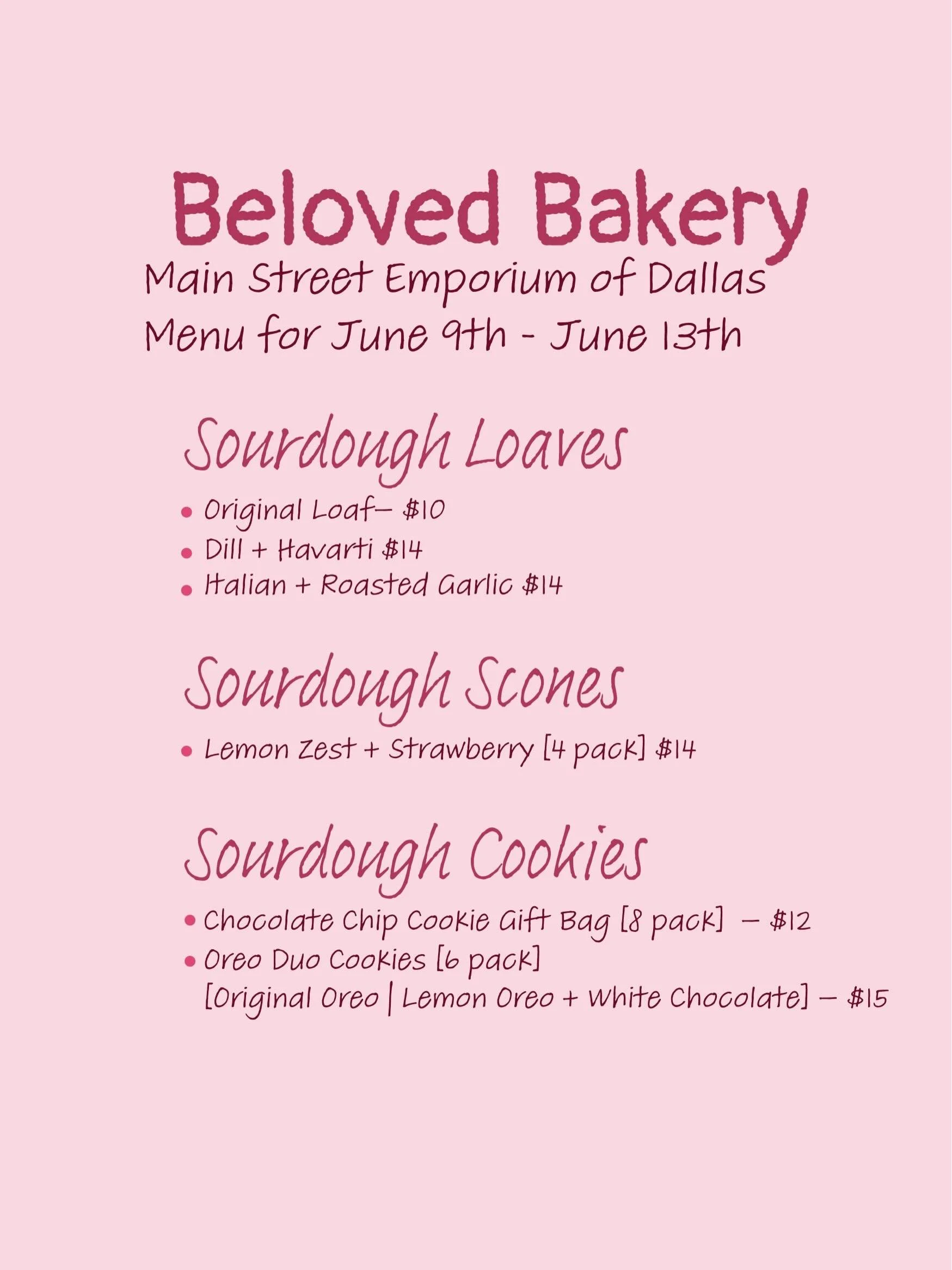💫 @mainstreetemporiumofdallas Bakery Drop Menu this week✨

Missed our event yesterday? No worries, we&rsquo;ve got you. Enjoy the same offerings at the Main Street Emporium of Dallas Tuesday - Saturday this week from 1030am to 530pm✨ 

🍞Fresh bread