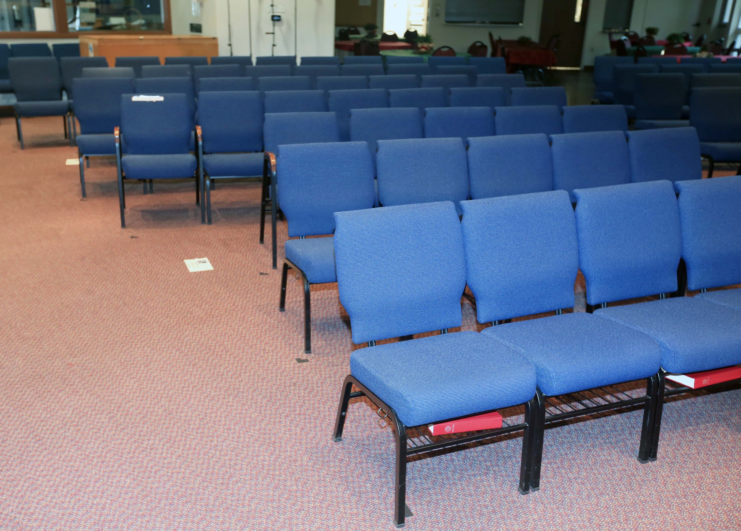 Spaces are available in the sanctuary for wheelchairs and walkers
