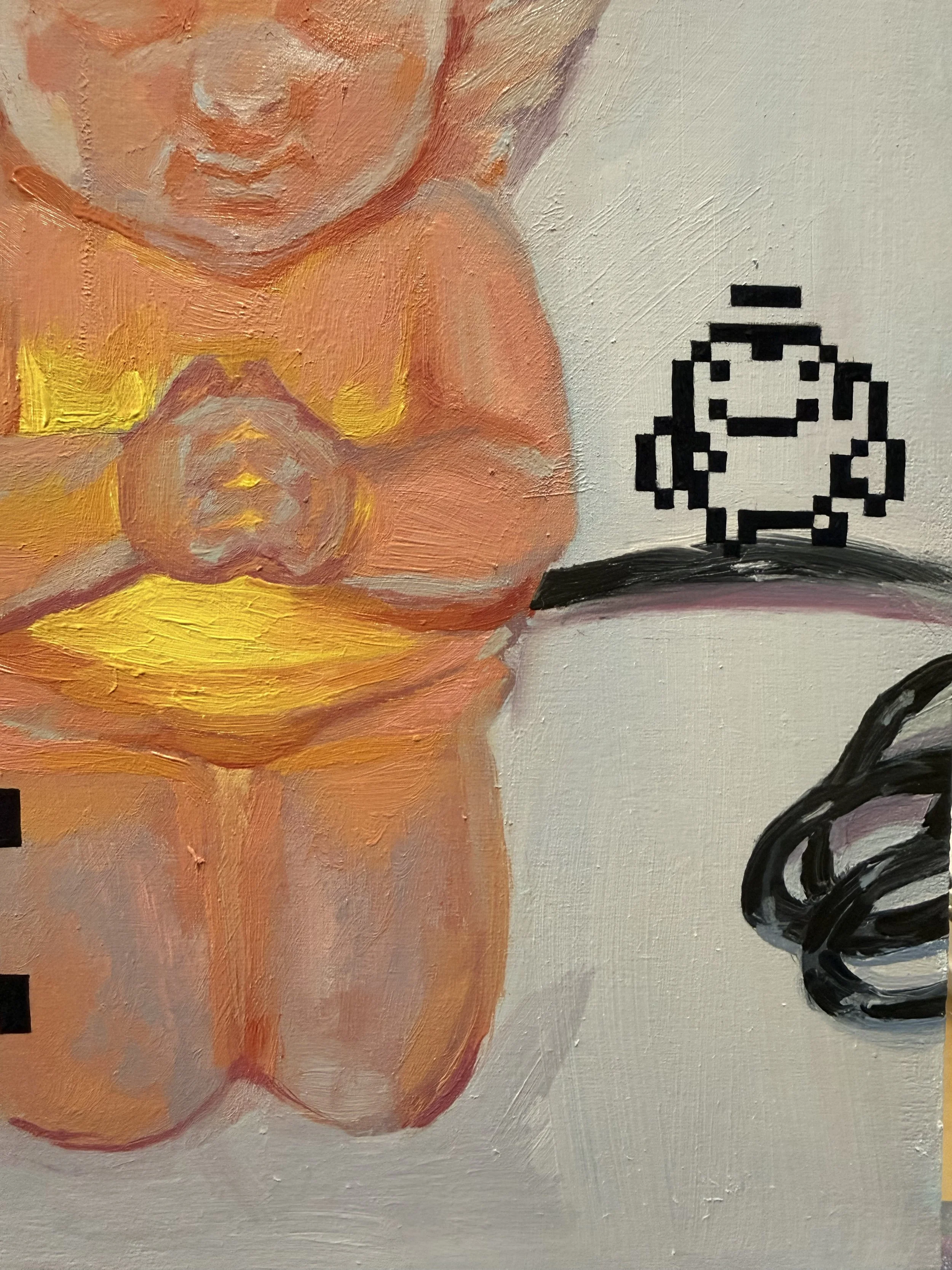 “***DO NOT UNPLUG***”, 9 × 12 × 1”, oil on cradled wood, 2026