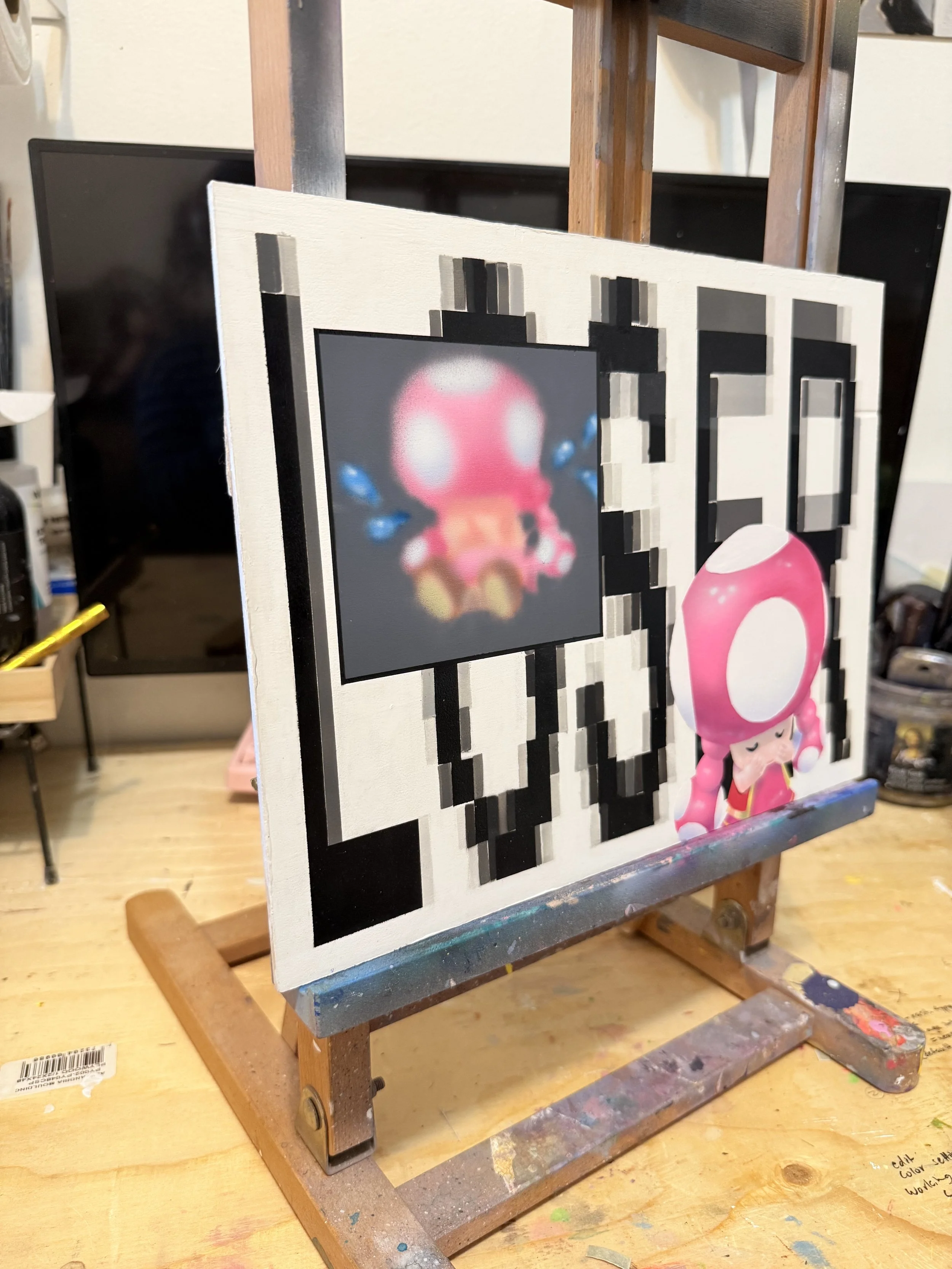 "LOSER", 9×12×1/8” airbrushed acrylic on wood panel, 2026 
