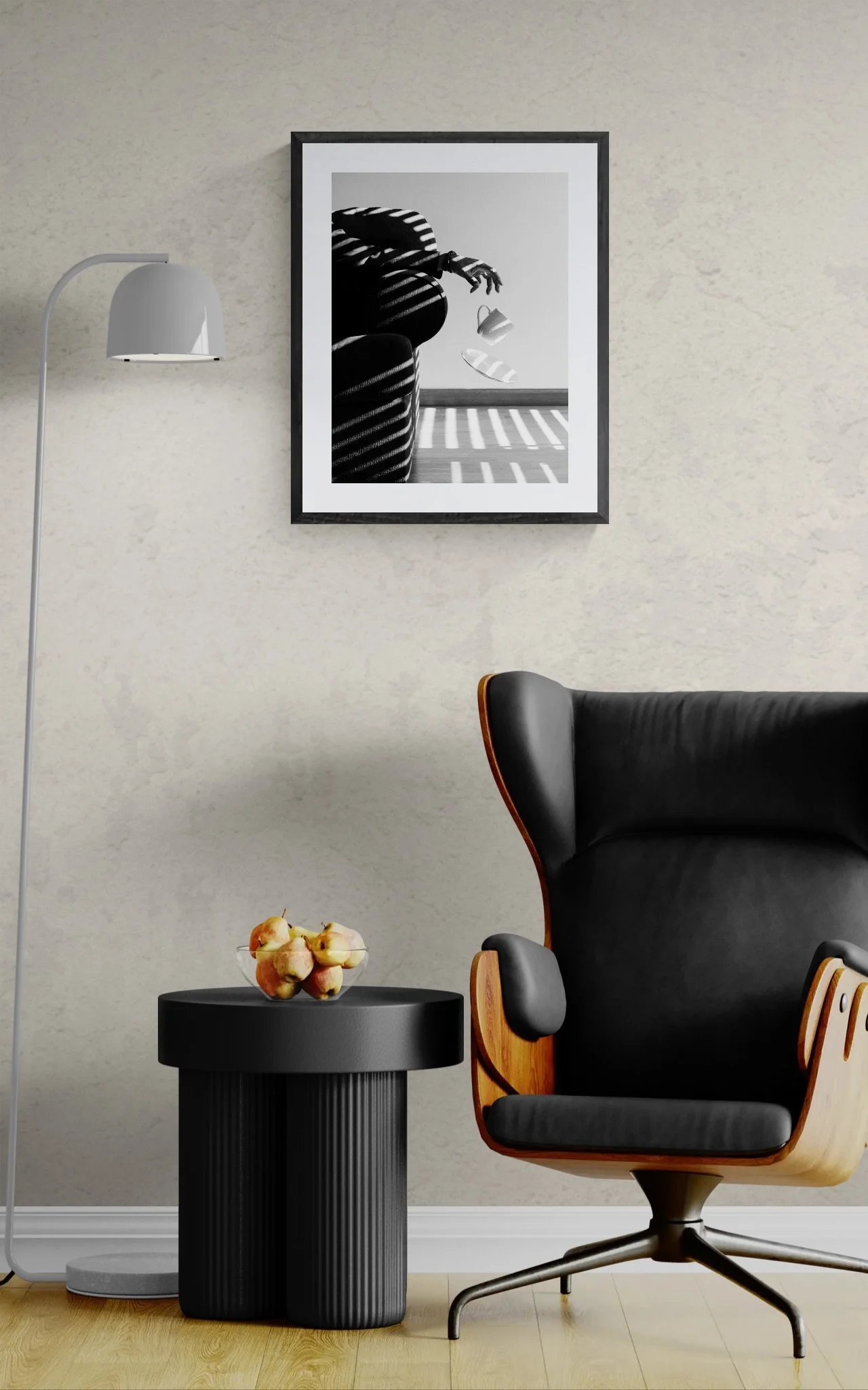 Fancy leather swivel armchair and side table.jpeg