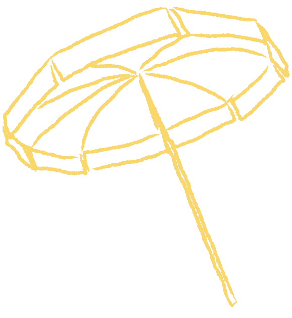 A yellow outline of an umbrella