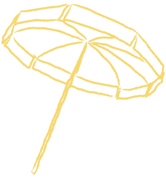 A yellow outline of an umbrella