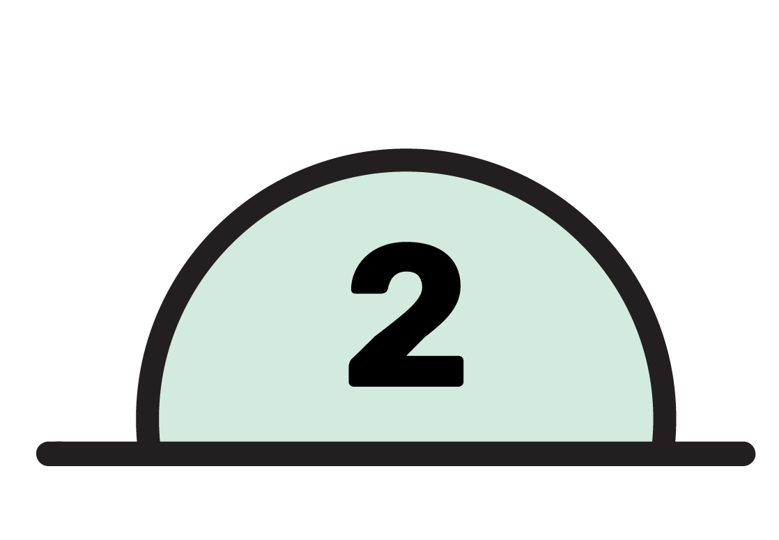A semi-circular gauge with the number 2 in the center, indicating a reading or level.